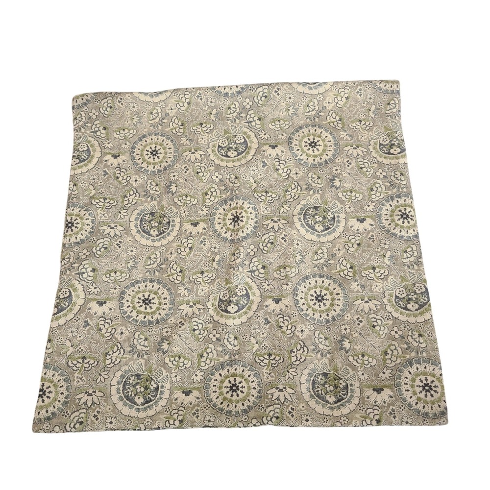 POTTERY BARN Green Ivory Floral Medallion Pillow Sham 17"x17" Palampore NWOT